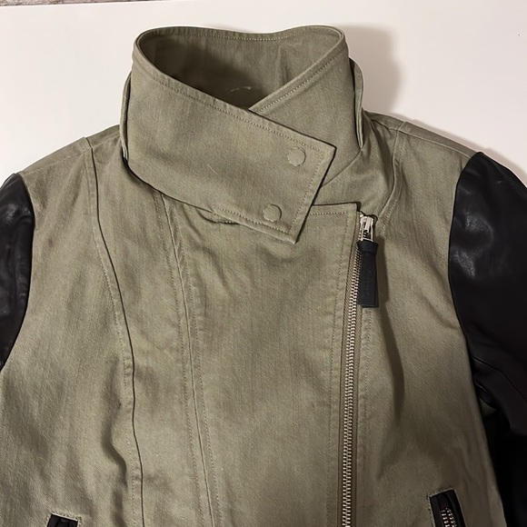 Mackage khaki moto motorcycle leather bomber jacket M biker - Picture 12 of 16